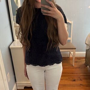 Navy Lace Top